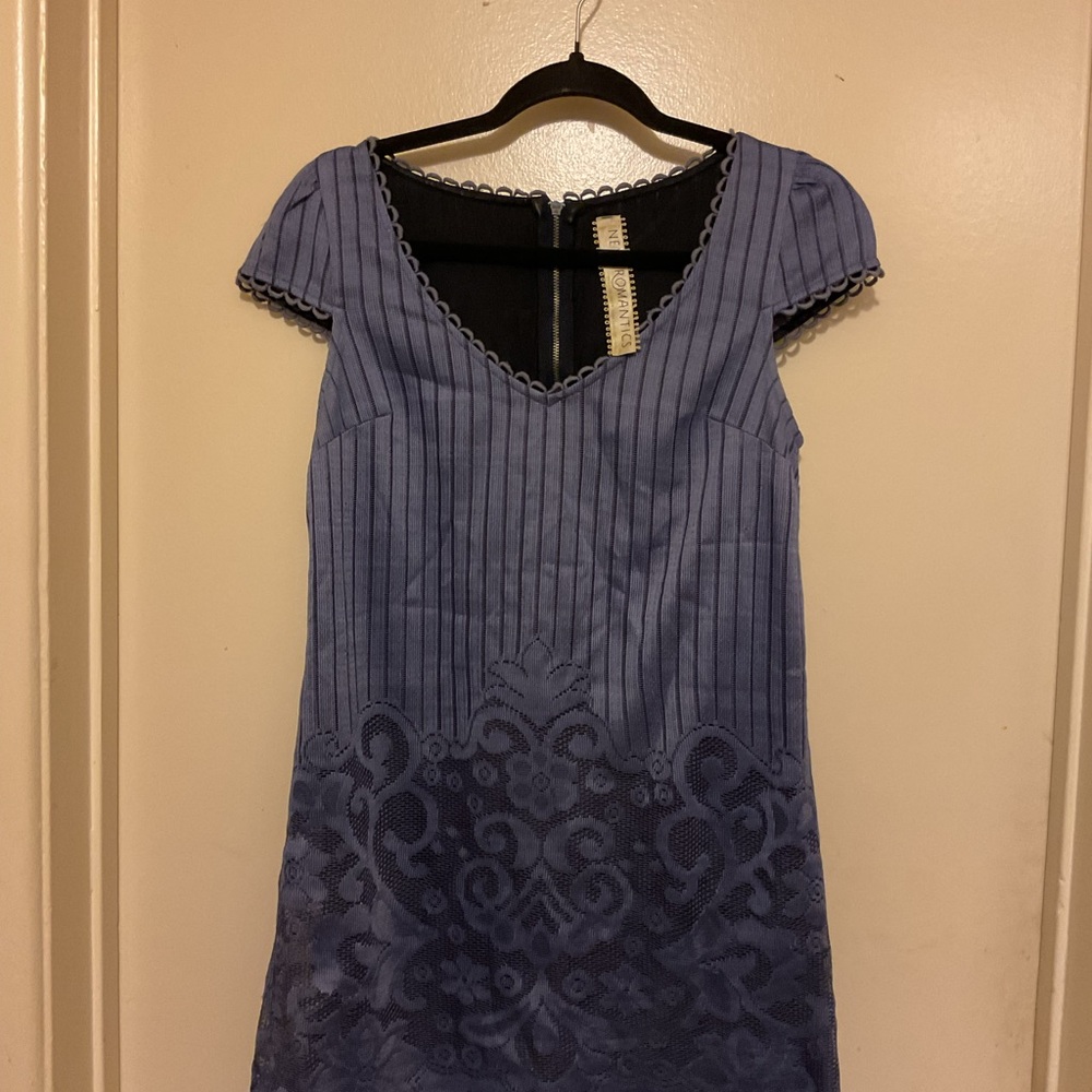 $15 FIRM Free People Periwinkle Lace-Trim Short Sleeve Dress